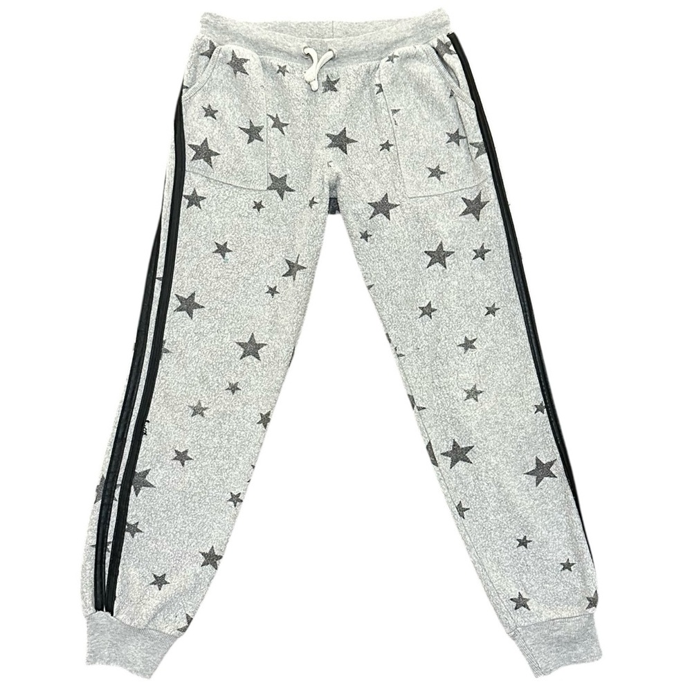 Vintage Havana Gray & Black Star Print Fuzzy Fleece Joggers Sweatpants - Size 14